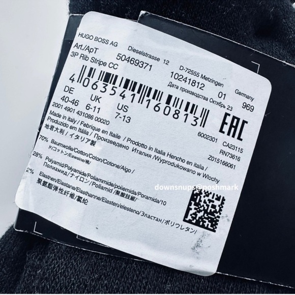 BOSS logo cotton blend 3 Pack Socks Made in Italy - Picture 3 of 3